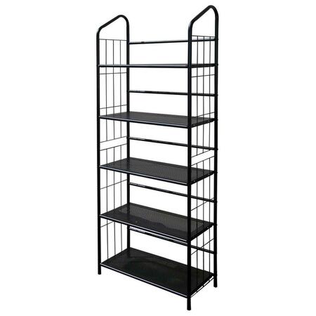 GFANCY FIXTURES Black Five Shelf Metal Standing Book Shelf GF3099209